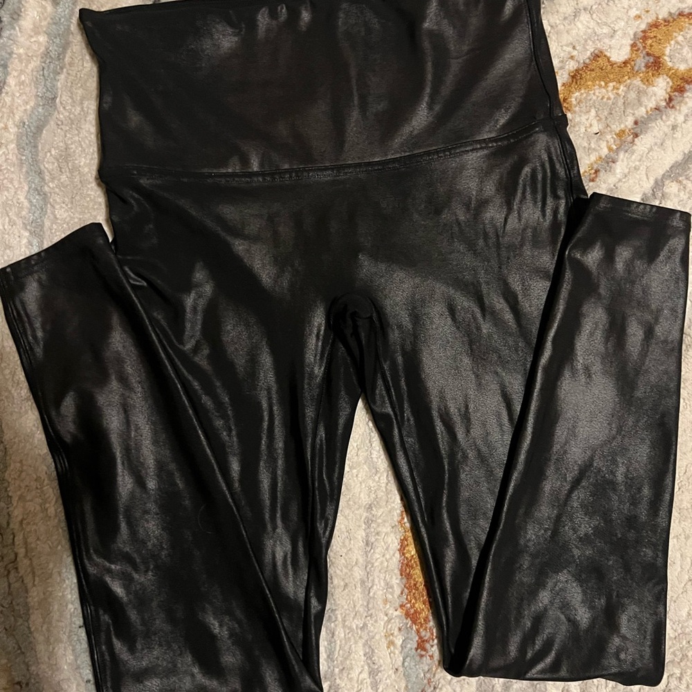 SPANX Black Faux Leather Leggings